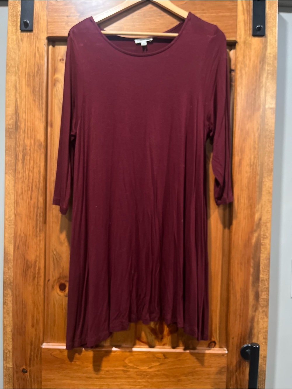 Zenana Outfitters Burgundy Long-Sleeve Swing Dress
